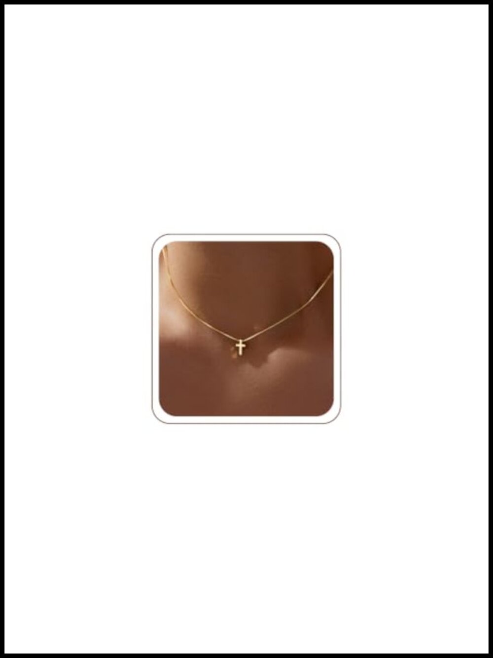 Dainty 14K Gold Plated Cross Necklace Adjustable Box Chain Christian Gift